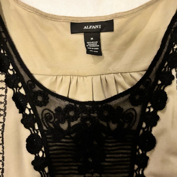Alfani Black and Tan Lace Blouse - Picture 2 of 5